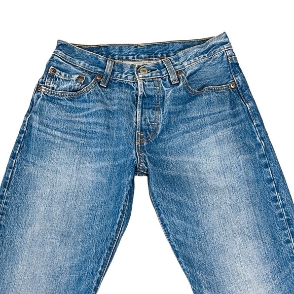 Levi 501 Button Fly Mid Rise Straight Jeans. Blue Whisker Size 25 #803 - Picture 3 of 10